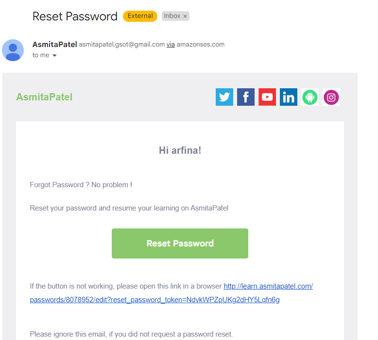 Reset Password Email